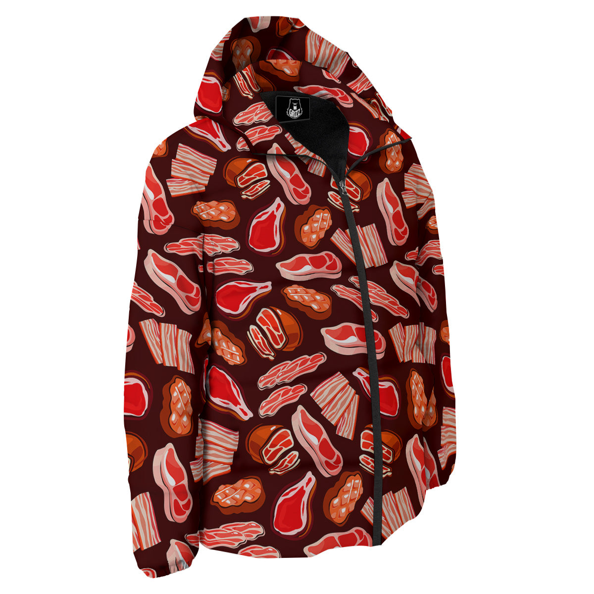 Beef Steaks Print Pattern Down Jacket-grizzshop
