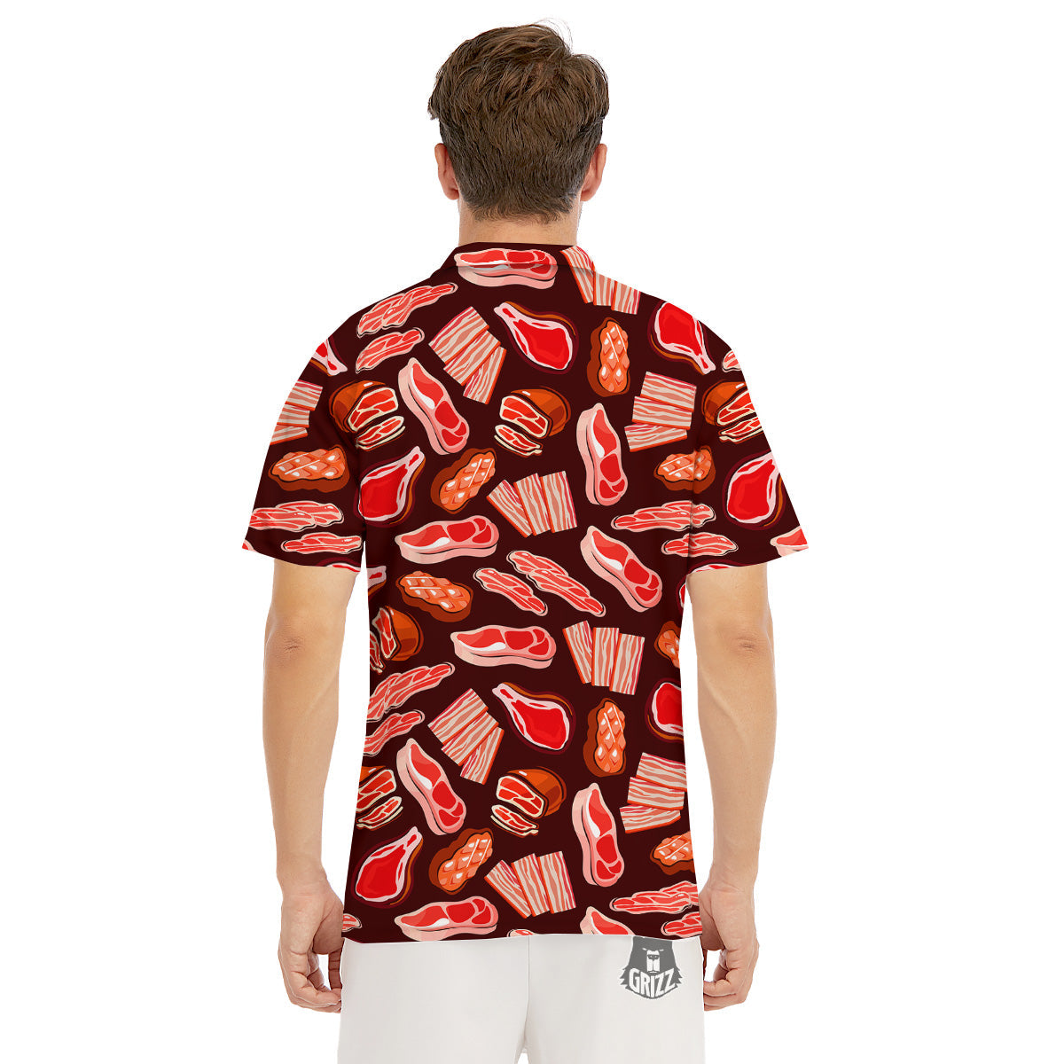 Beef Steaks Print Pattern Men's Golf Shirts-grizzshop