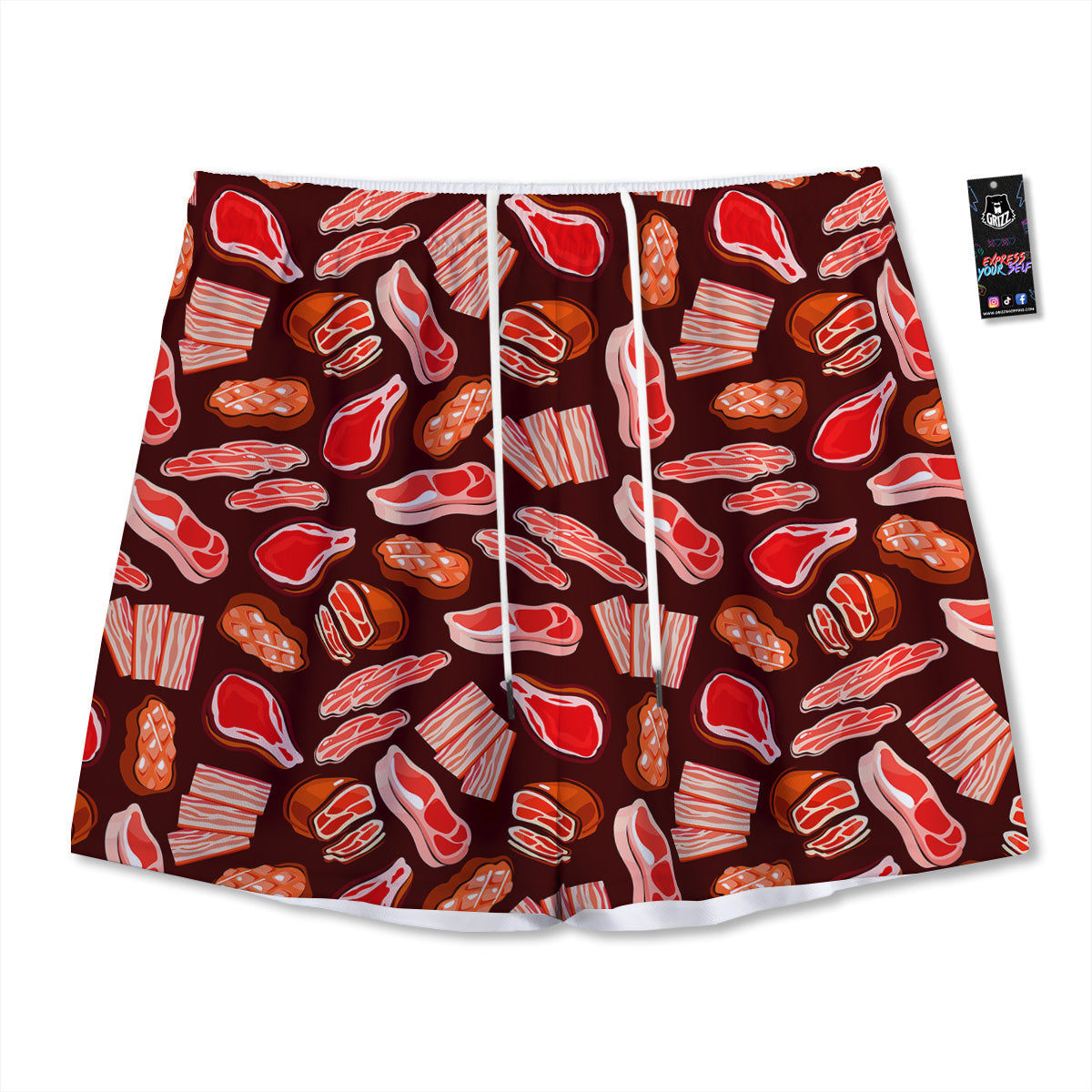 Card Suits Green Playing Print Pattern Mesh Shorts