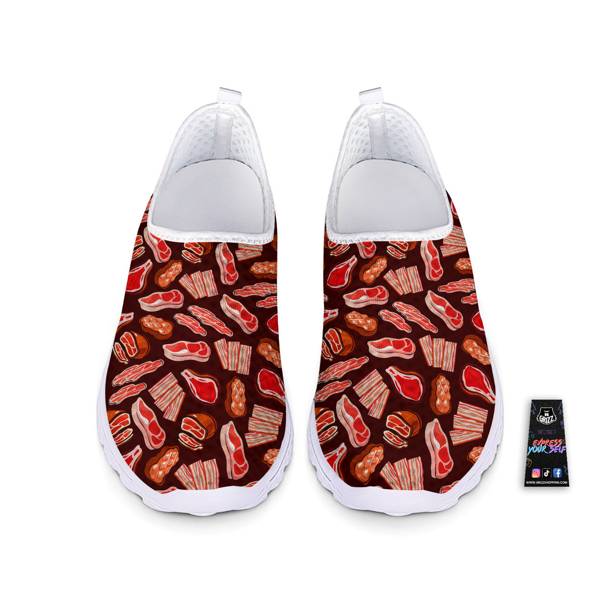 Beef Steaks Print Pattern Nurse Shoes-grizzshop