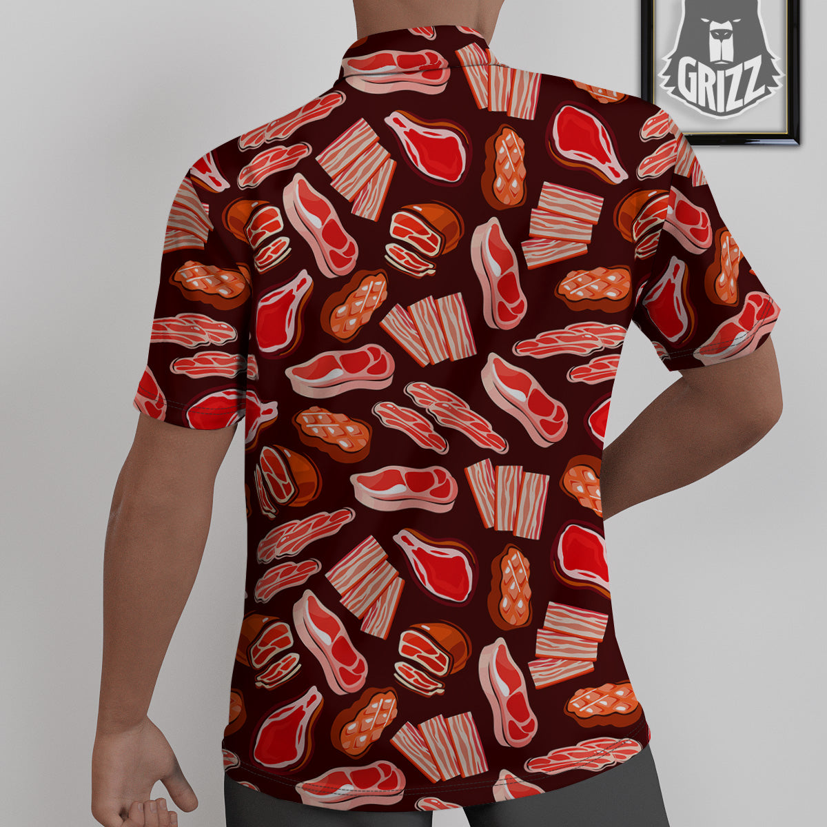 Beef Steaks Print Pattern Untucked Shirts-grizzshop
