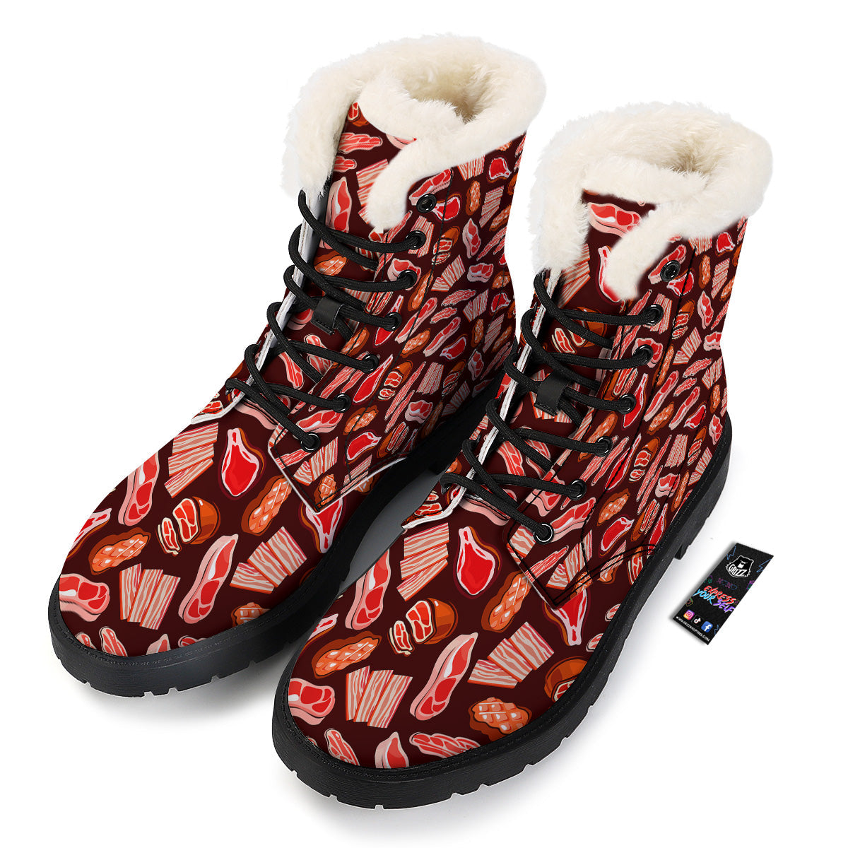 Beef Steaks Print Pattern Winter Boots-grizzshop