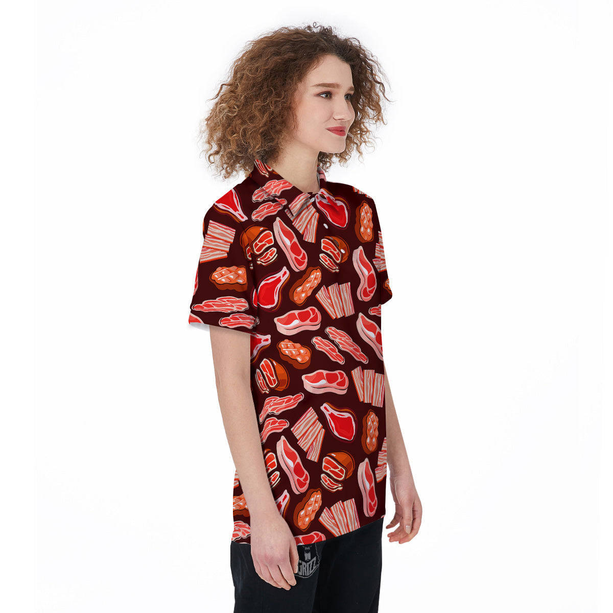 Beef Steaks Print Pattern Women's Golf Shirts-grizzshop