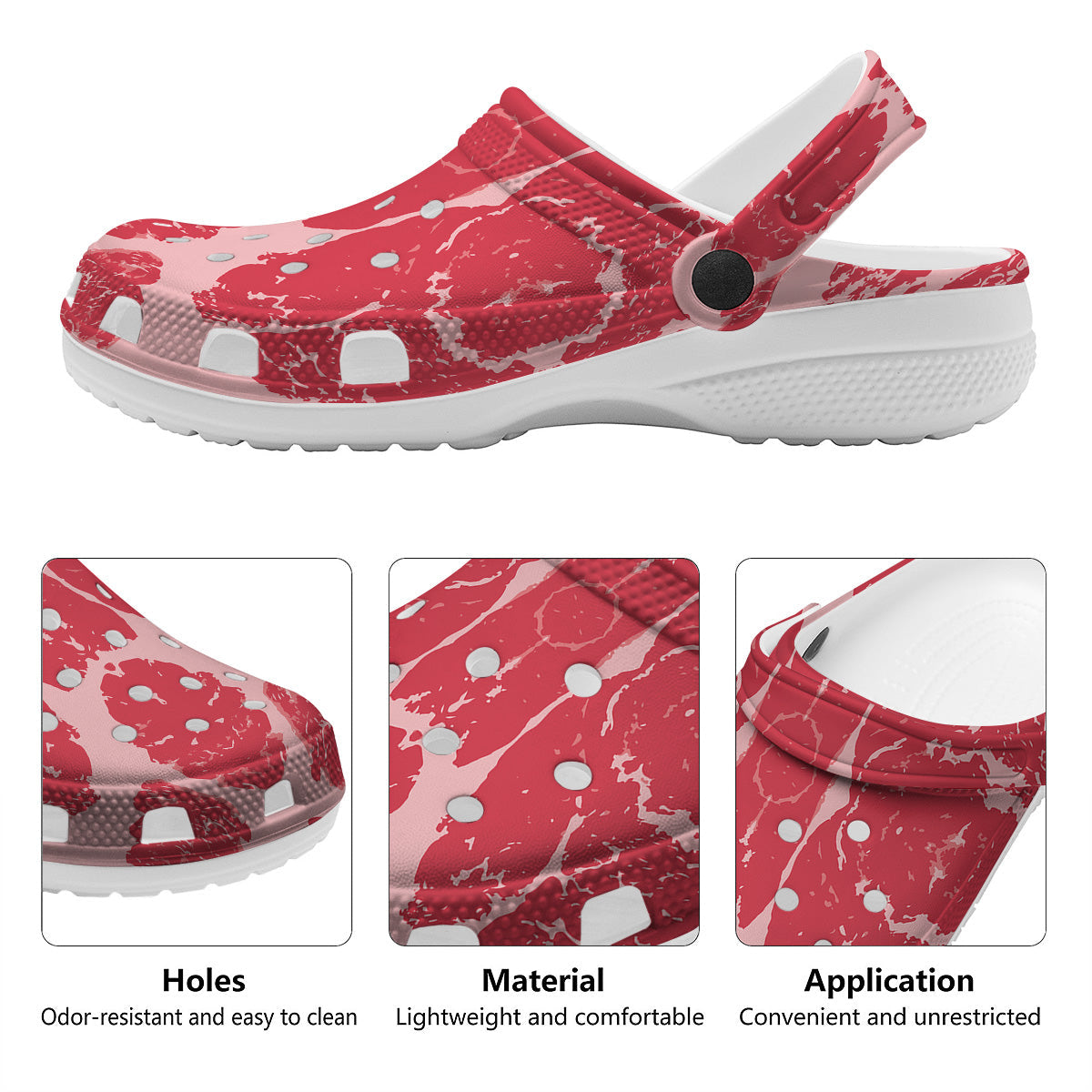 Beef Texture Print Pattern Clog-grizzshop