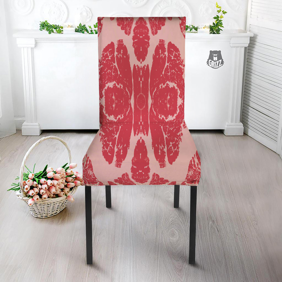 Beef Texture Print Pattern Dining Chair Slipcover-grizzshop
