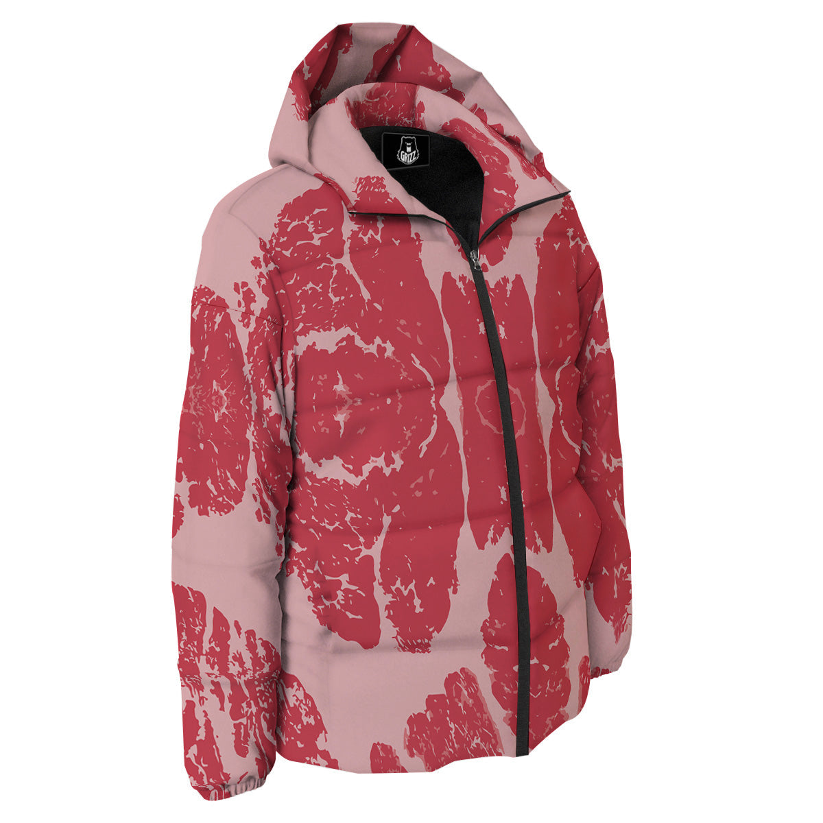 Beef Texture Print Pattern Down Jacket-grizzshop