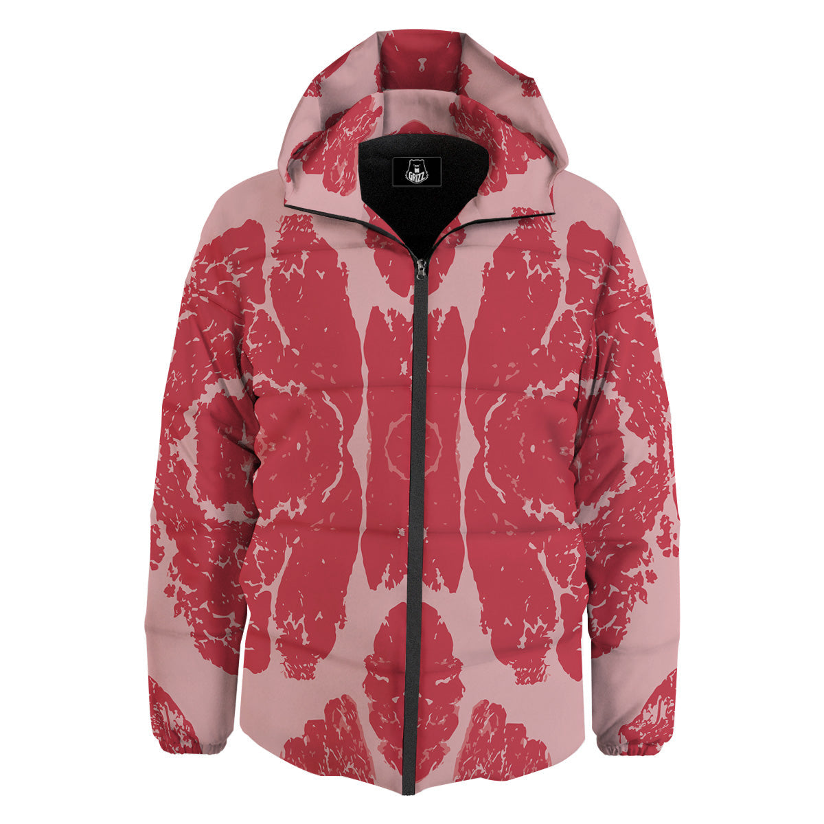 Beef Texture Print Pattern Down Jacket-grizzshop