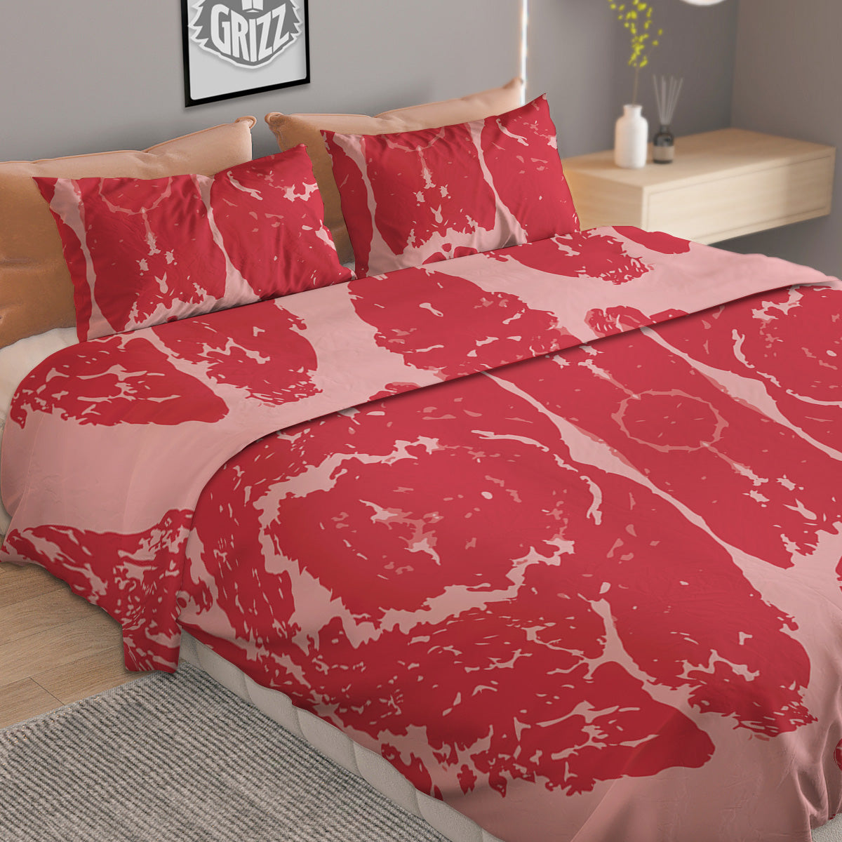 Beef Texture Print Pattern Duvet Cover Bedding Set-grizzshop