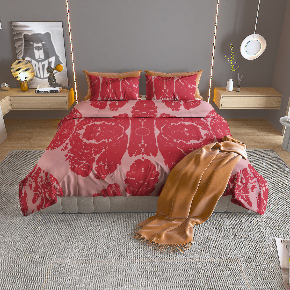 Beef Texture Print Pattern Duvet Cover Bedding Set-grizzshop
