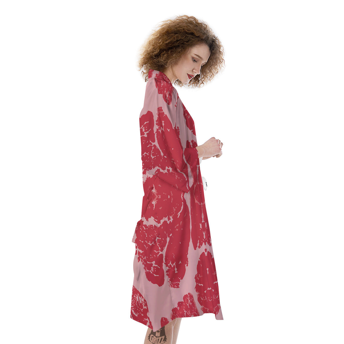 Beef Texture Print Pattern Kimono-grizzshop