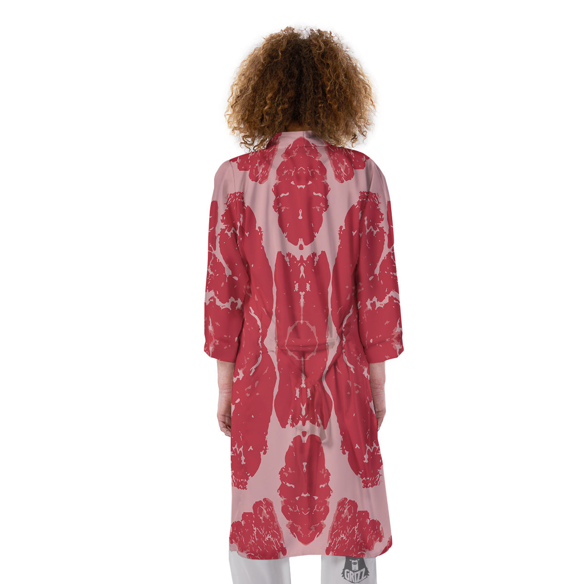 Beef Texture Print Pattern Kimono-grizzshop