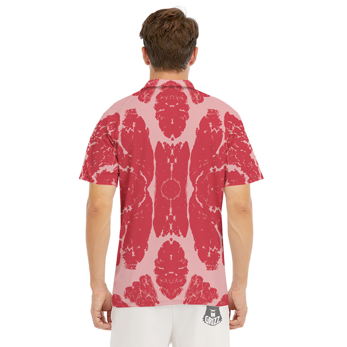 Beef Texture Print Pattern Men's Golf Shirts-grizzshop