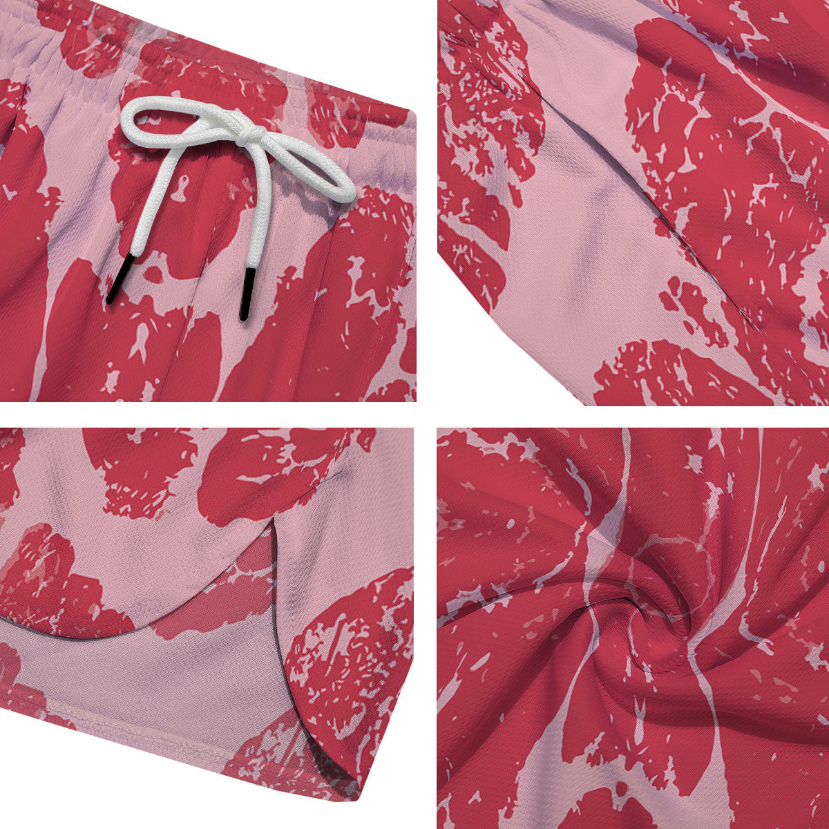 Beef Texture Print Pattern Men's Running Shorts-grizzshop