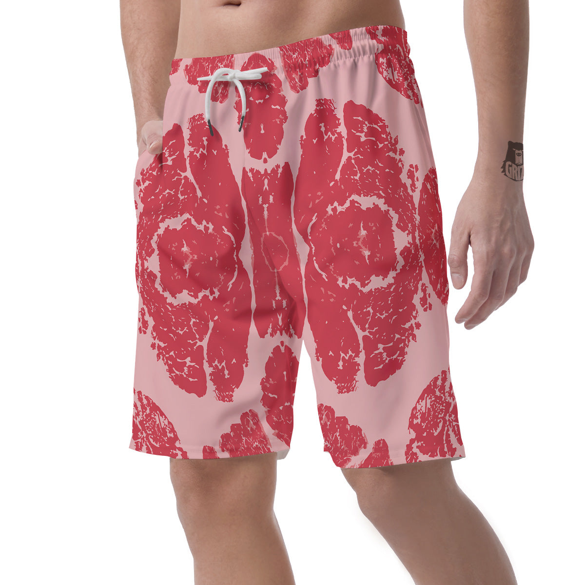 Beef Texture Print Pattern Men's Shorts-grizzshop
