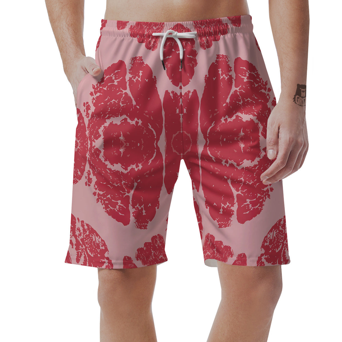 Beef Texture Print Pattern Men's Shorts-grizzshop