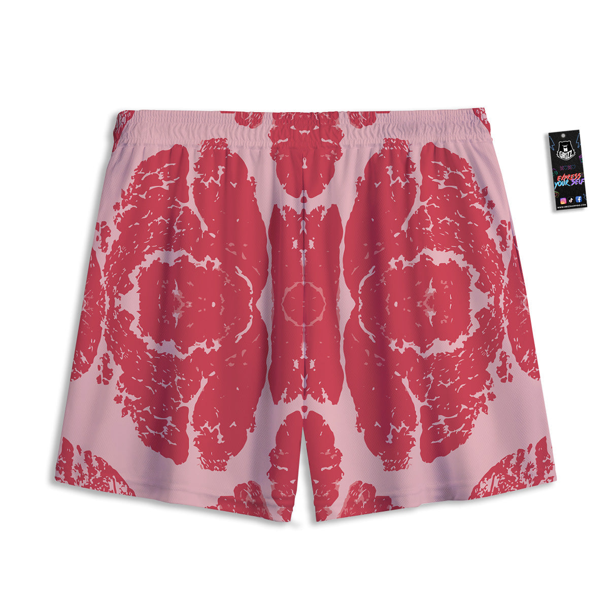 Beef Texture Print Pattern Mesh Shorts-grizzshop