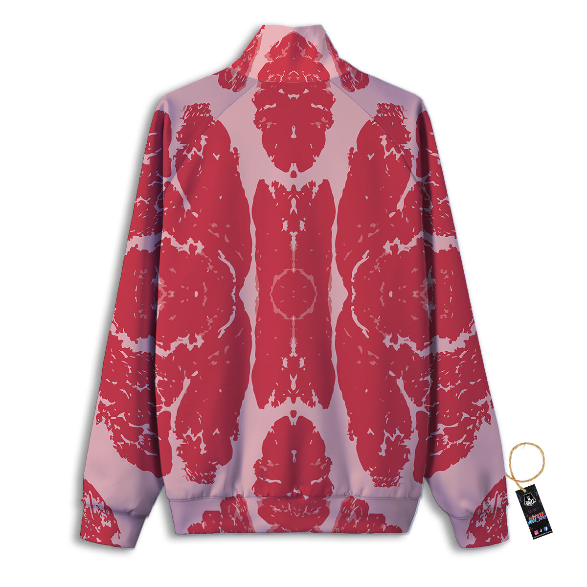 Beef Texture Print Pattern Track Jacket-grizzshop