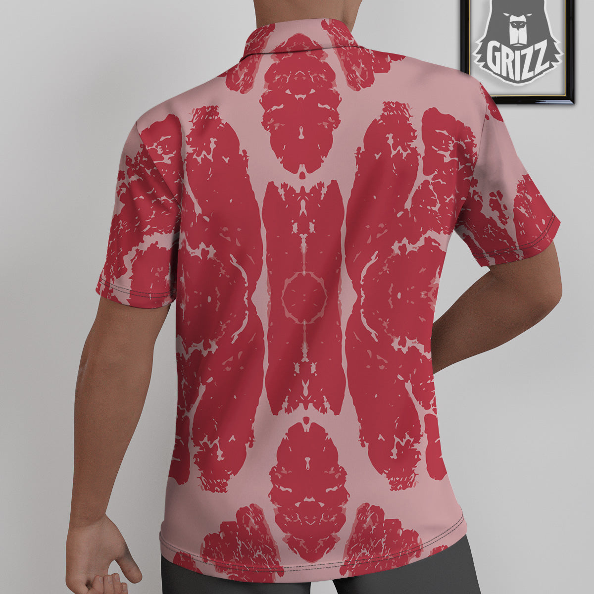 Beef Texture Print Pattern Untucked Shirts-grizzshop
