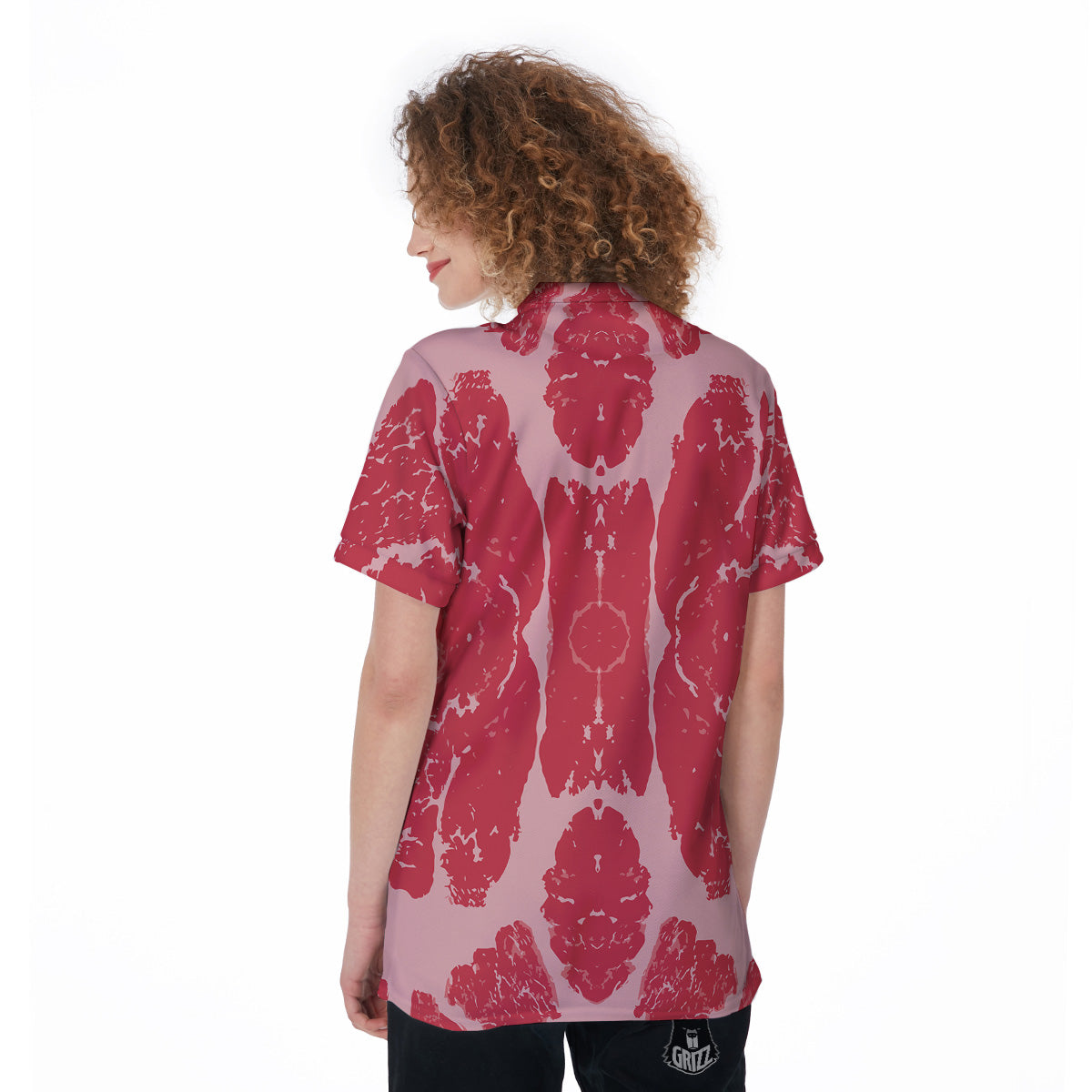 Beef Texture Print Pattern Women's Golf Shirts-grizzshop