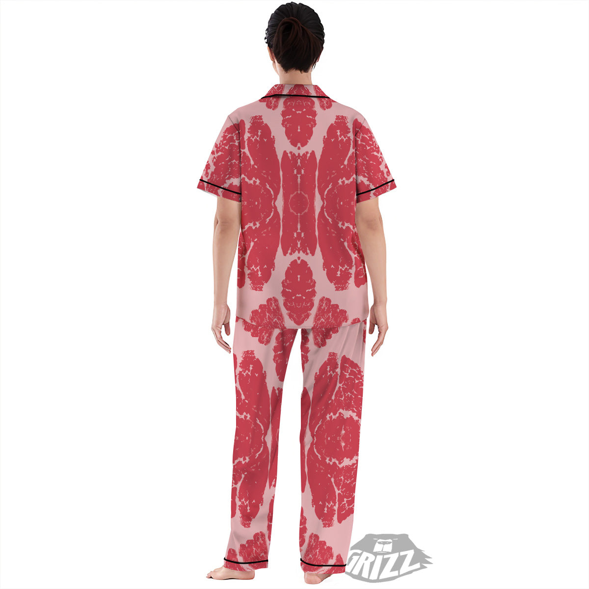 Beef Texture Print Pattern Women's Pajamas Set-grizzshop