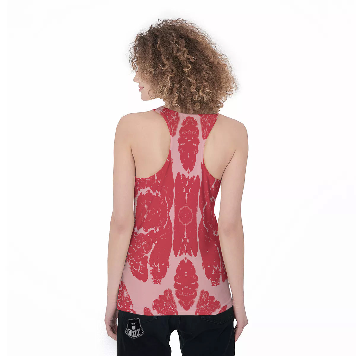 Beef Texture Print Pattern Women's Racerback Tank Top-grizzshop