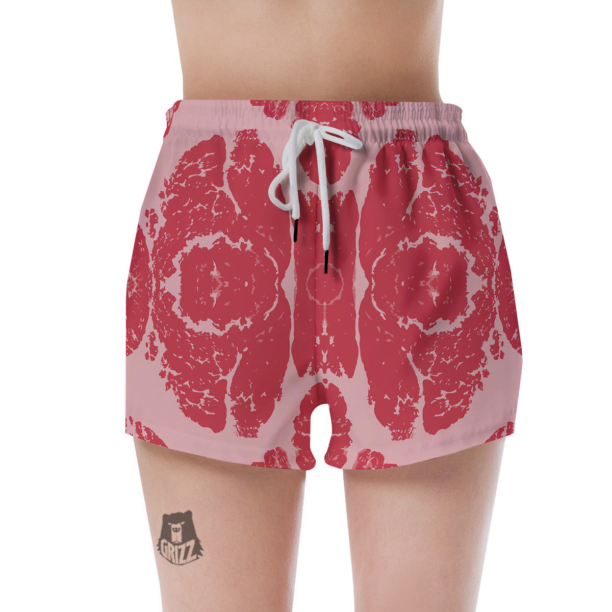 Beef Texture Print Pattern Women's Shorts-grizzshop