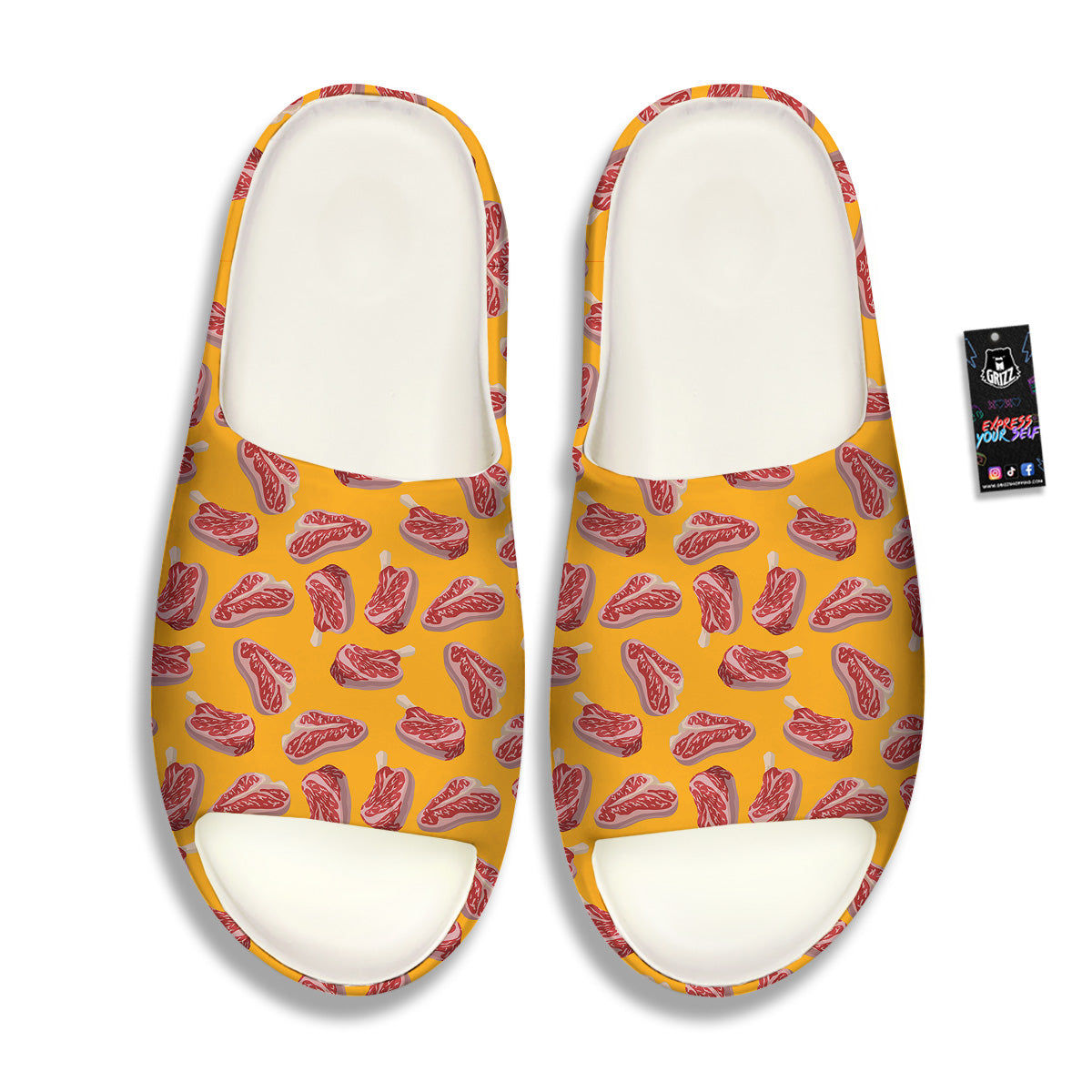 Beef Meat Steak Print Pattern Sandals-grizzshop