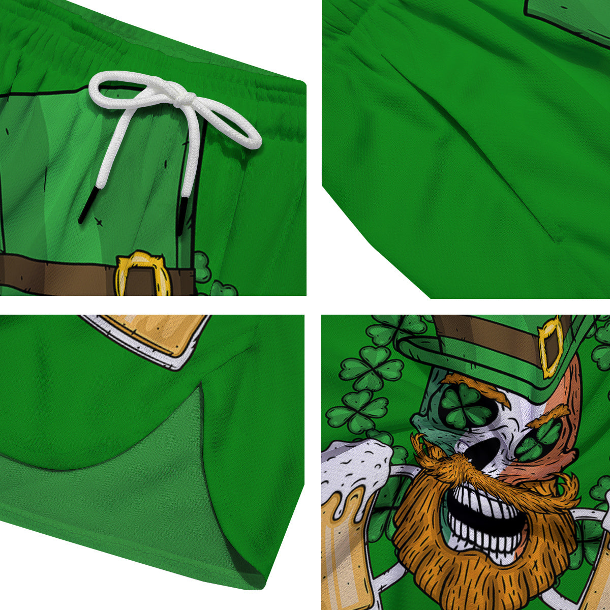 Beer And Clover St. Patrick's Day Print Men's Running Shorts-grizzshop