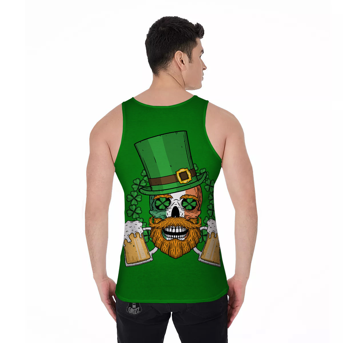 Beer And Clover St. Patrick's Day Print Men's Tank Top-grizzshop