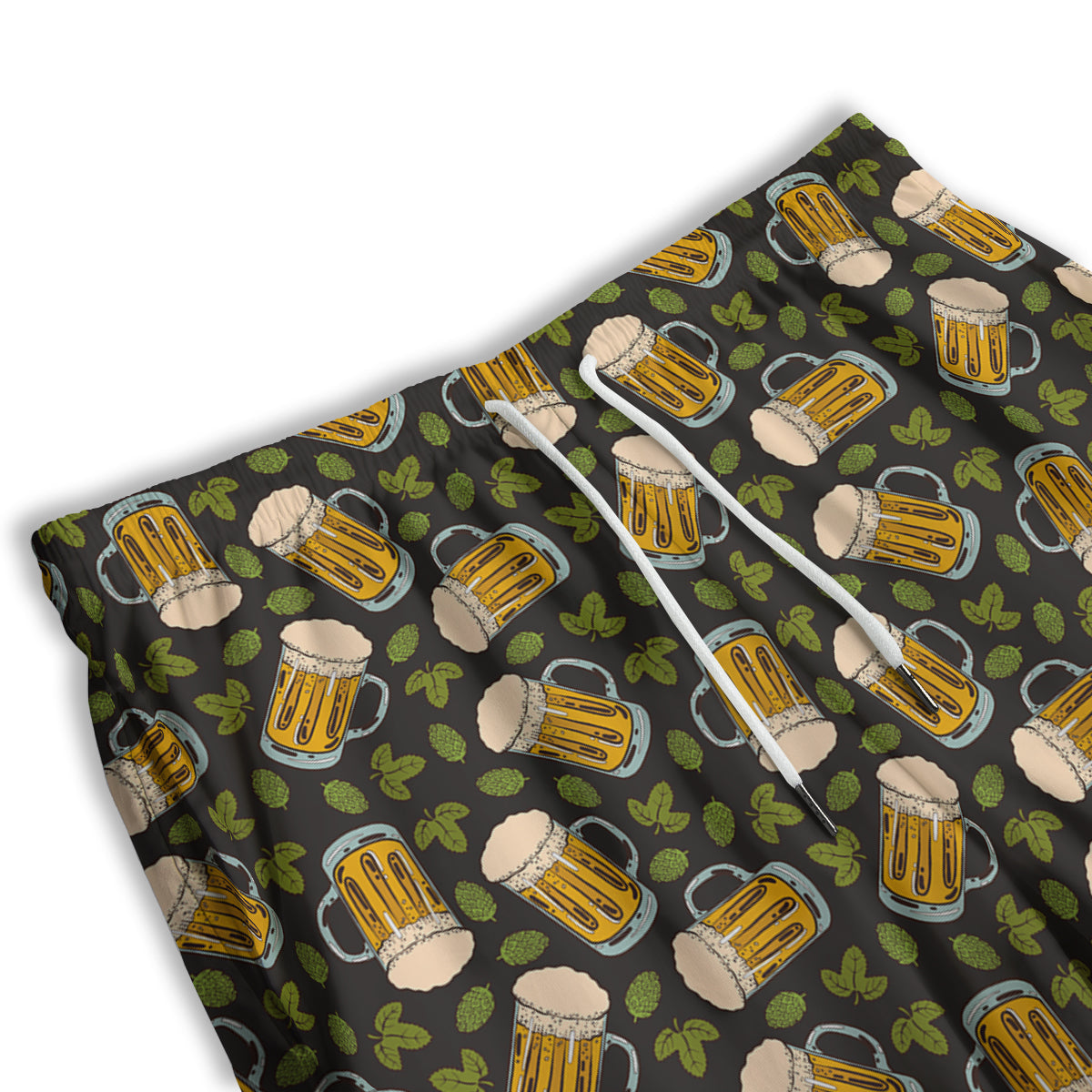 Beer And Hop Cone Leaf Print Pattern Men's Athletic Shorts