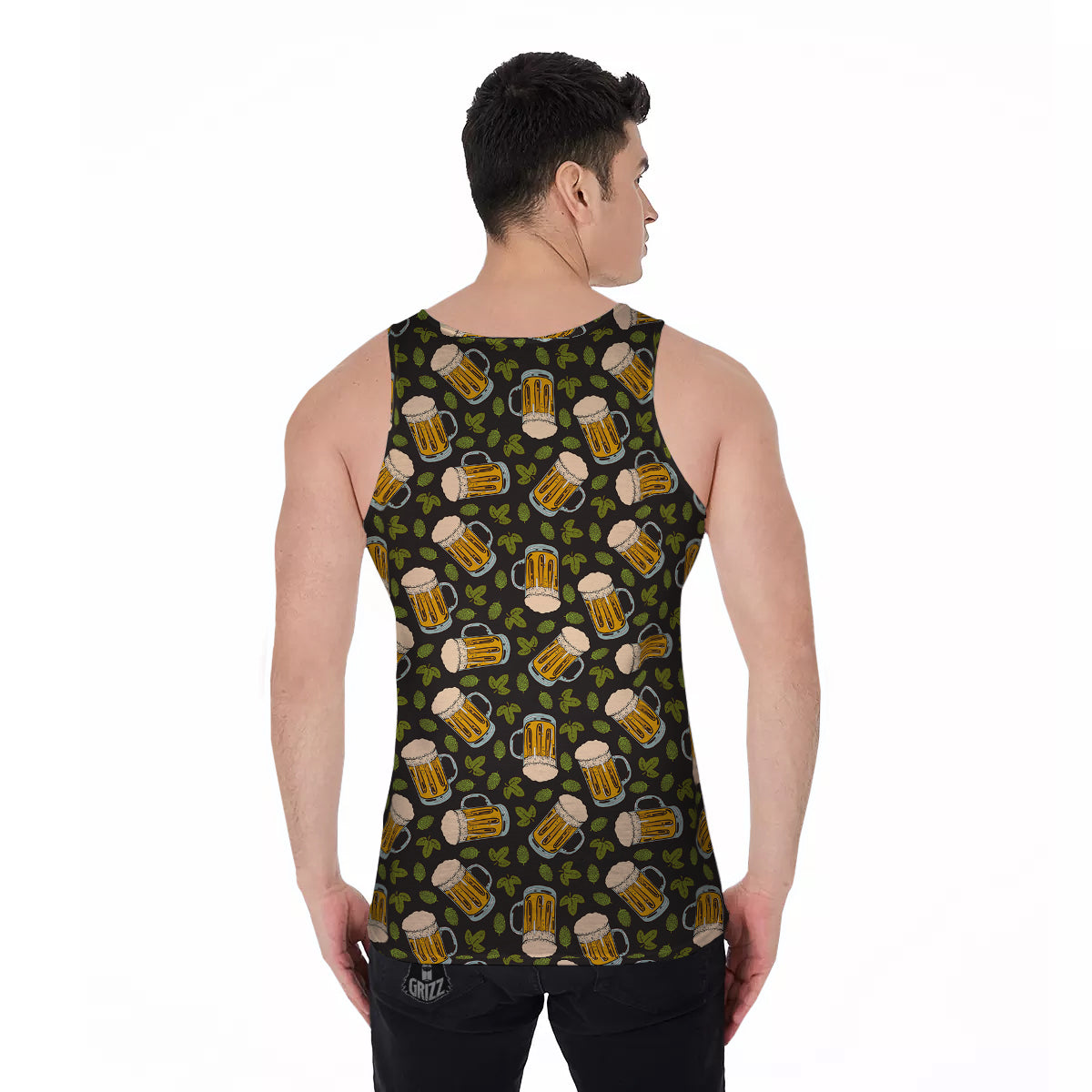 Beer And Hop Cone Leaf Print Pattern Men's Tank Top-grizzshop