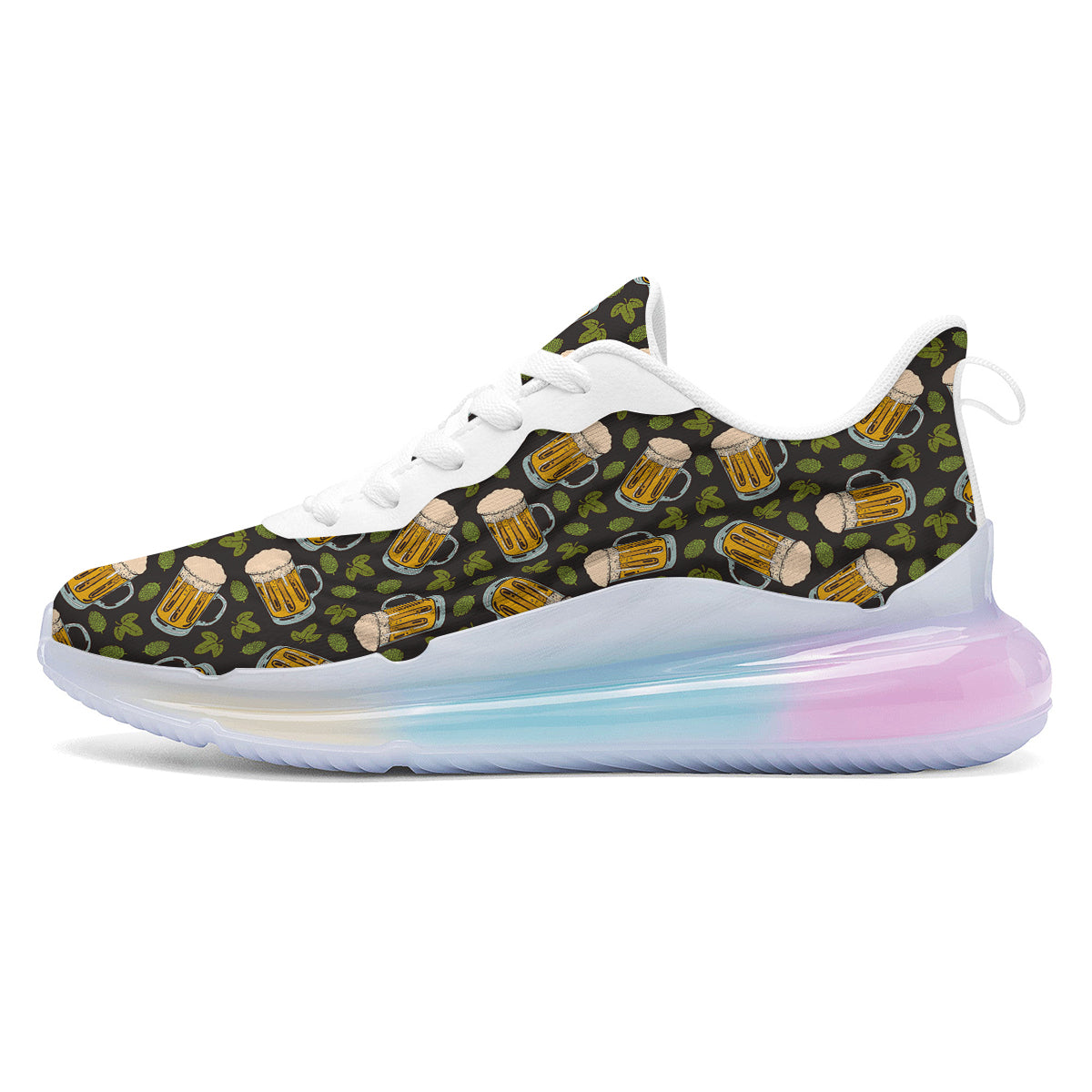 Beer And Hop Cone Leaf Print Pattern Running Sneakers-grizzshop