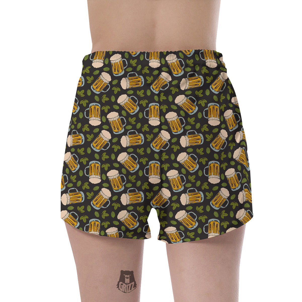 Beer And Hop Cone Leaf Print Pattern Women's Shorts-grizzshop