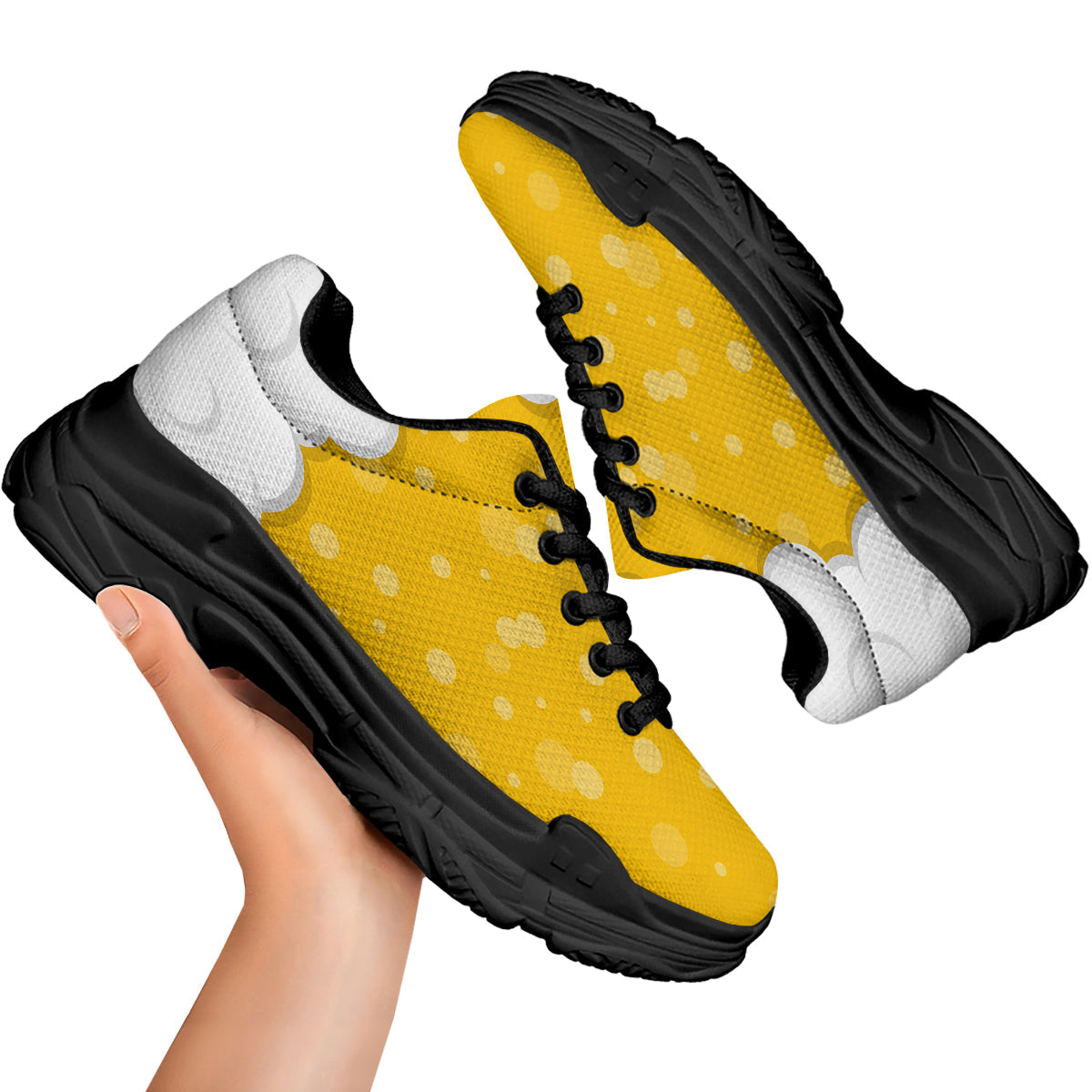 Beer Foam And Bubbles Cartoon Print Black Chunky Shoes-grizzshop