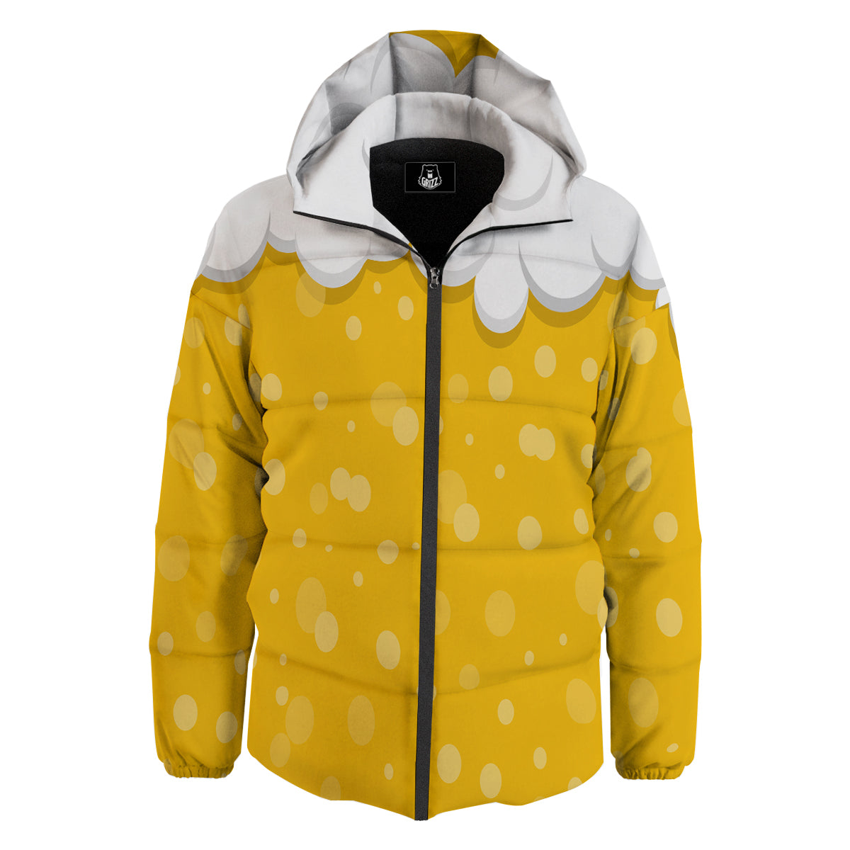 Beer Foam And Bubbles Cartoon Print Down Jacket-grizzshop