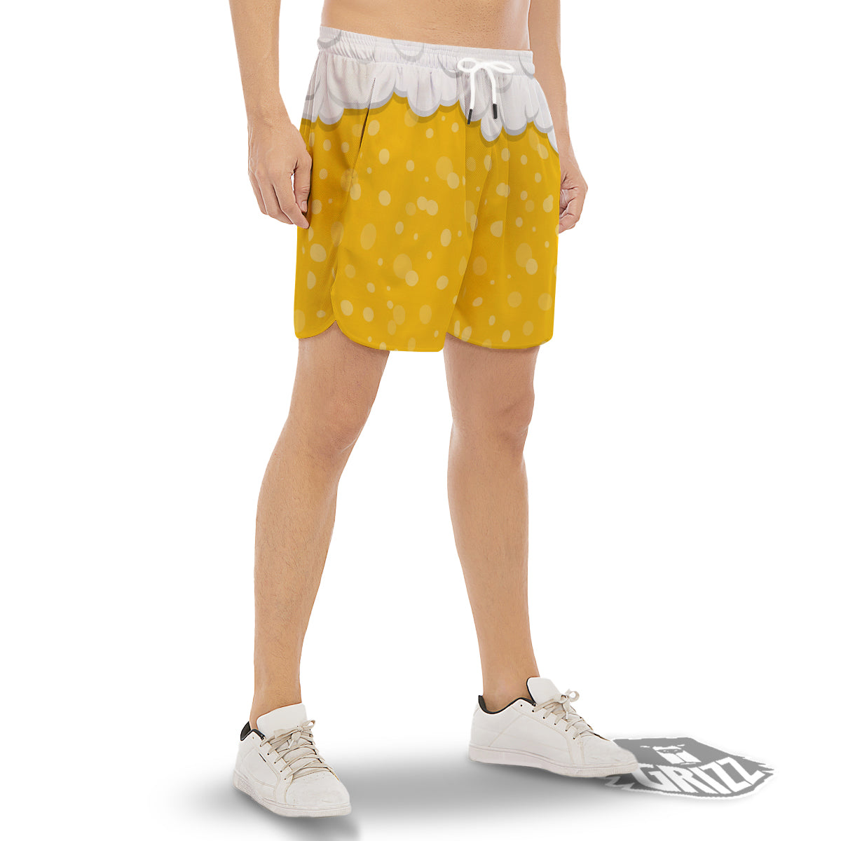 Beer Foam And Bubbles Cartoon Print Men's Gym Shorts-grizzshop