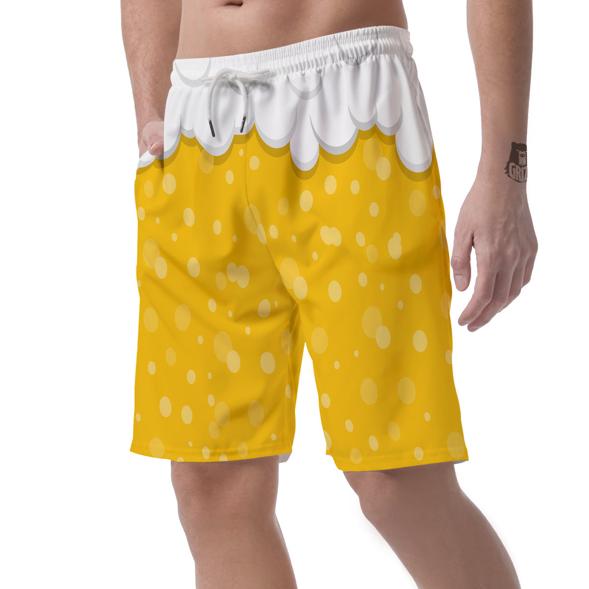 Beer Foam And Bubbles Cartoon Print Men's Shorts-grizzshop