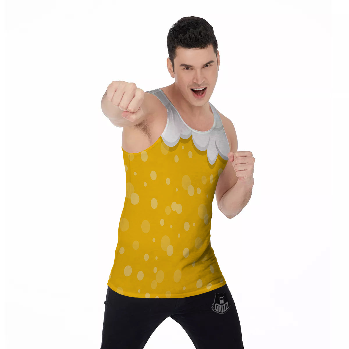 Beer Foam And Bubbles Cartoon Print Men's Tank Top-grizzshop