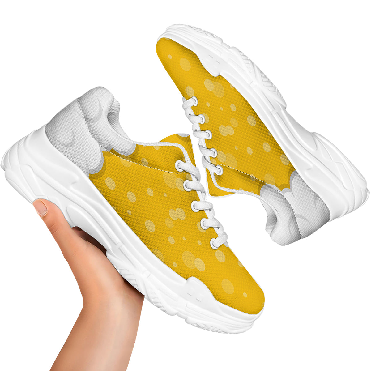 Beer Foam And Bubbles Cartoon Print White Chunky Shoes-grizzshop