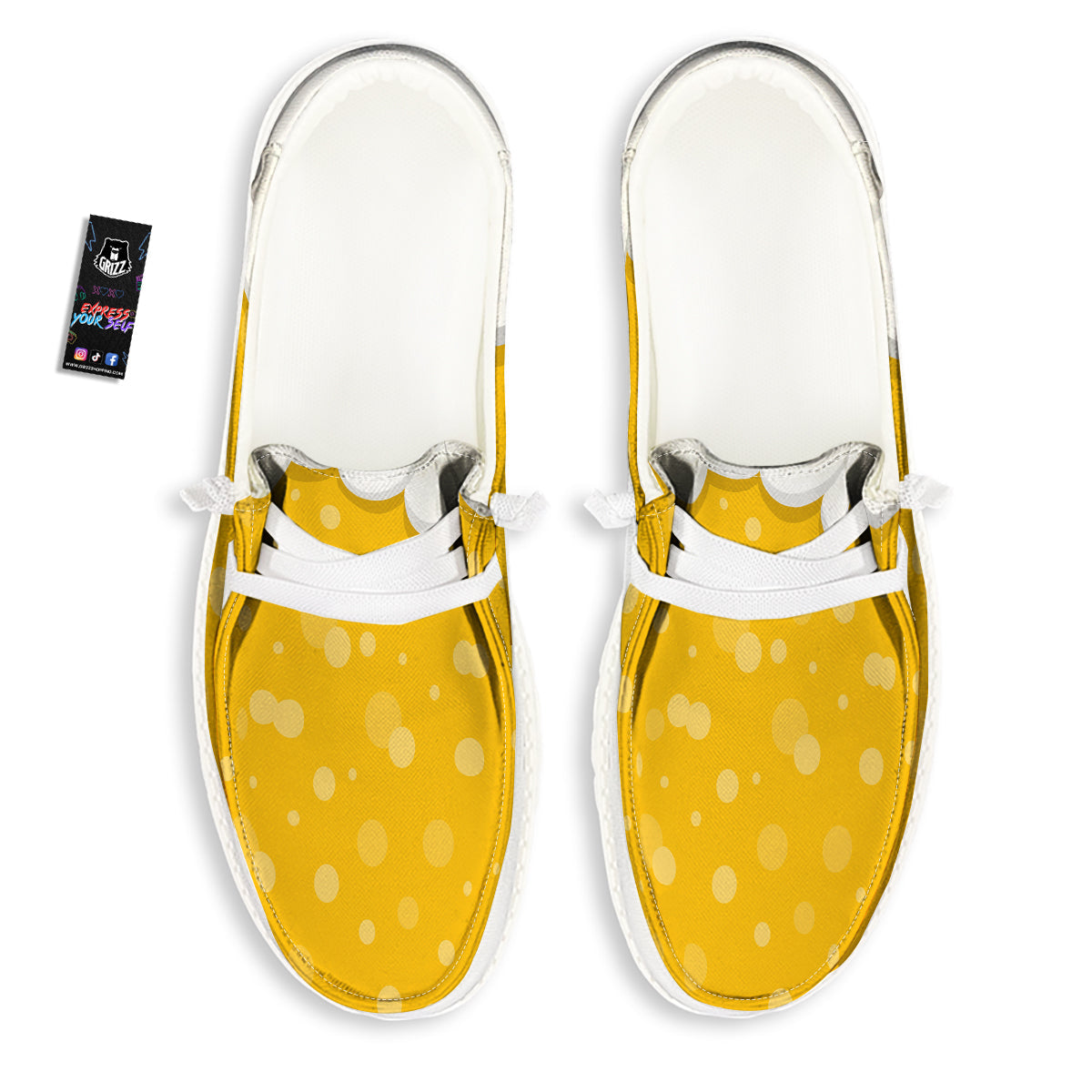 Beer Foam And Bubbles Cartoon Print White Loafers-grizzshop