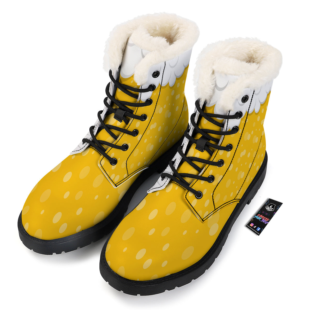 Beer Foam And Bubbles Cartoon Print Winter Boots-grizzshop