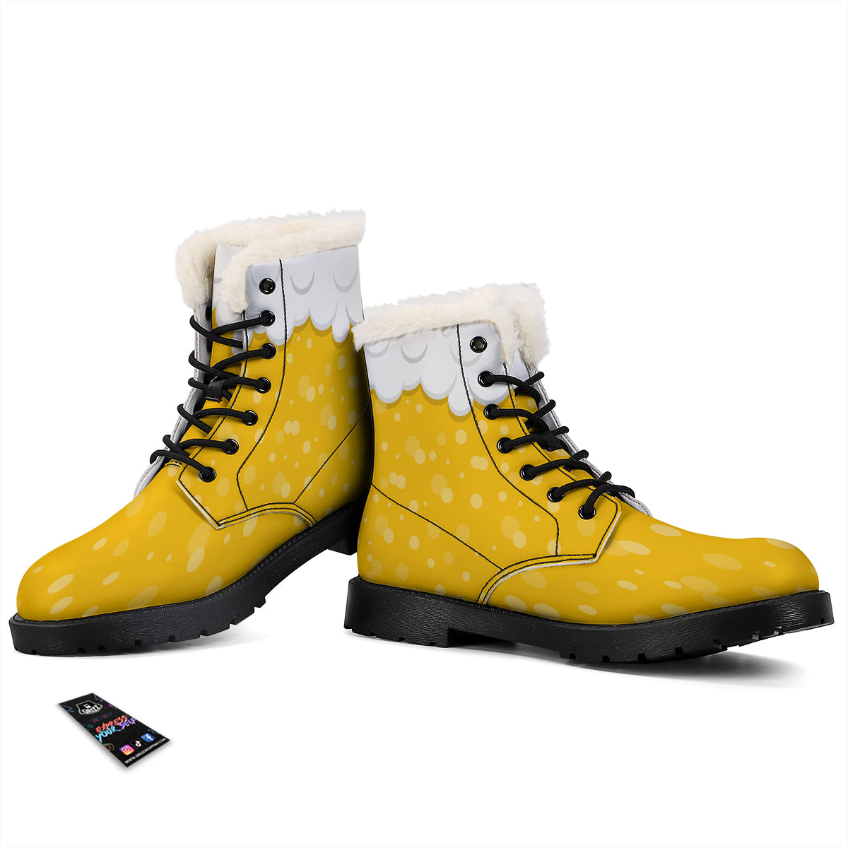 Beer Foam And Bubbles Cartoon Print Winter Boots-grizzshop