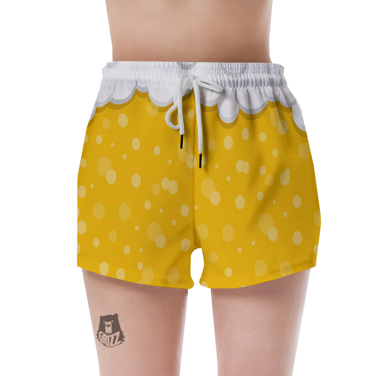 Beer Foam And Bubbles Cartoon Print Women's Shorts-grizzshop