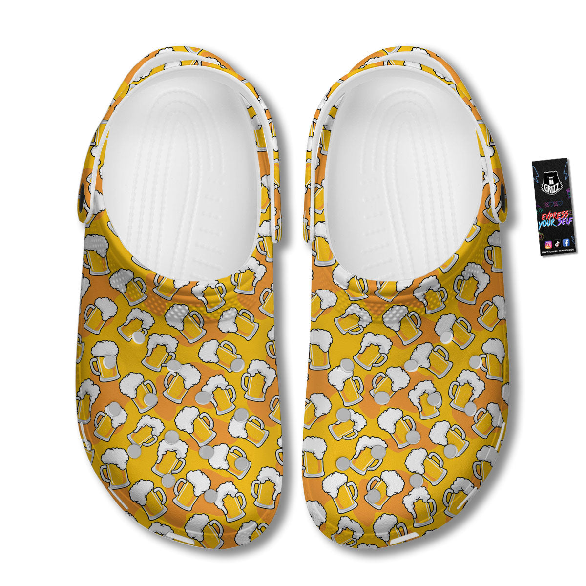Beer Mug Pattern Print Clog-grizzshop