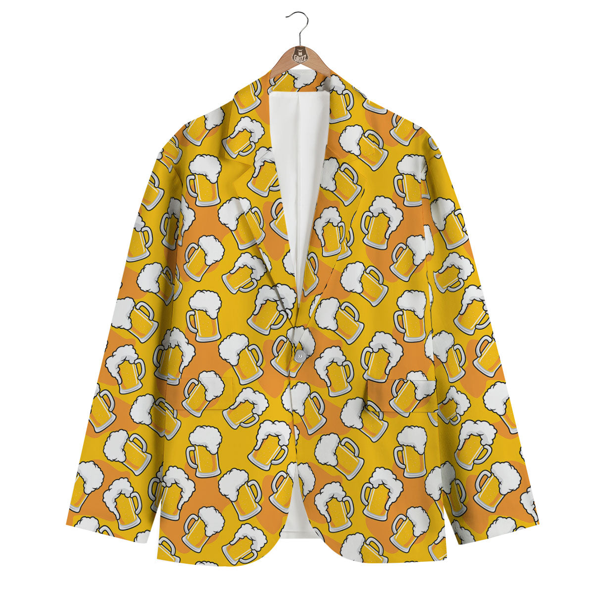 Beer Mug Pattern Print Men's Blazer-grizzshop