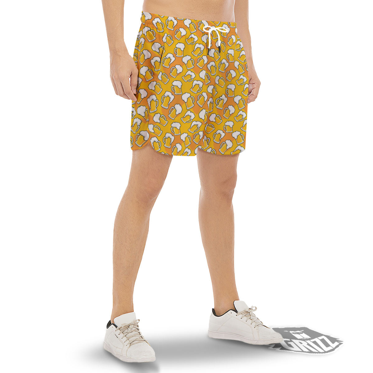 Beer Mug Pattern Print Men's Gym Shorts-grizzshop
