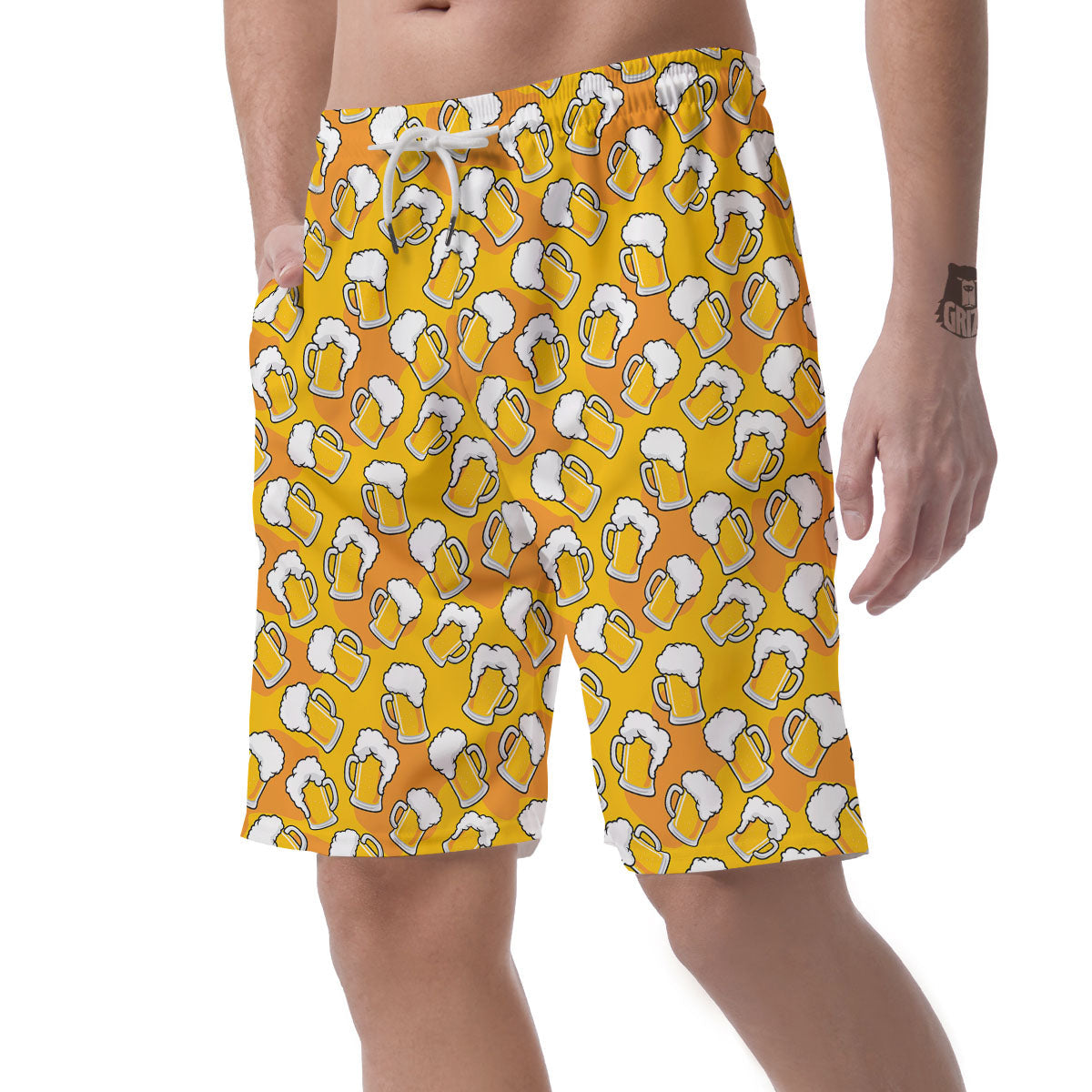 Beer Mug Pattern Print Men's Shorts-grizzshop