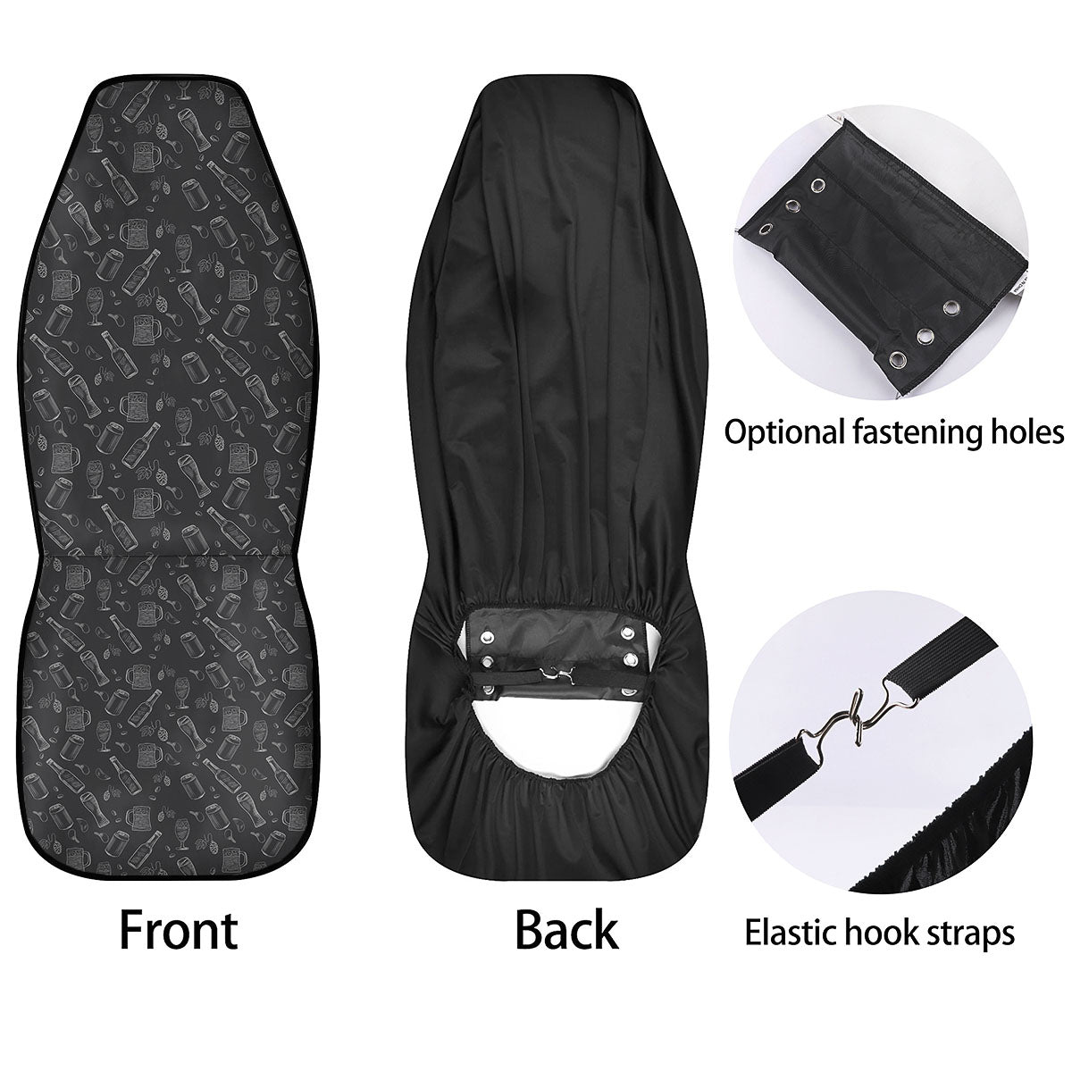 Beer White And Black Print Pattern Car Seat Covers-grizzshop