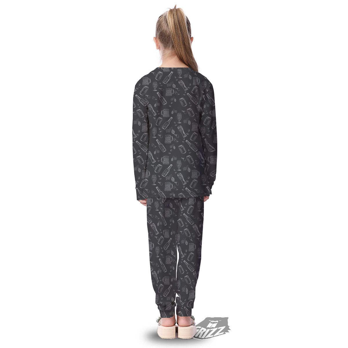Beer White And Black Print Pattern Kid's Pajamas-grizzshop