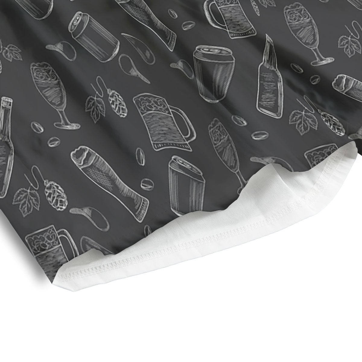 Beer White And Black Print Pattern Men's Athletic Shorts